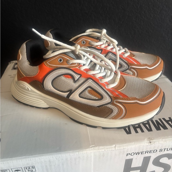 Dior Men's Orange and Brown Sneakers